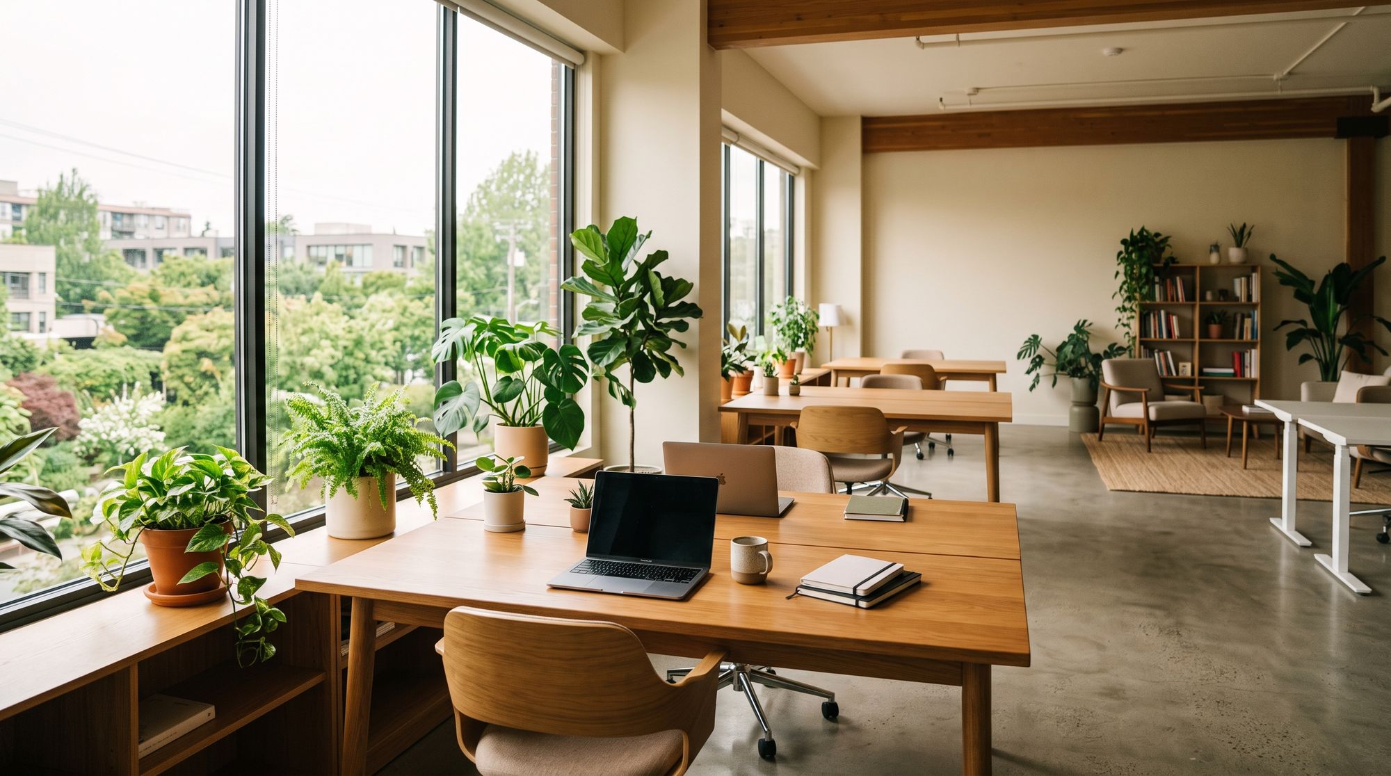 A calm, bright modern workspace